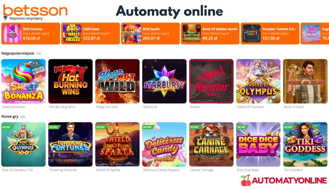 Automaty online w Betsson Casino
